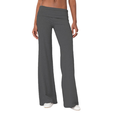 Women Low Waist Flare Leggings Fold Over Skinny Yoga Pants Wide Leg