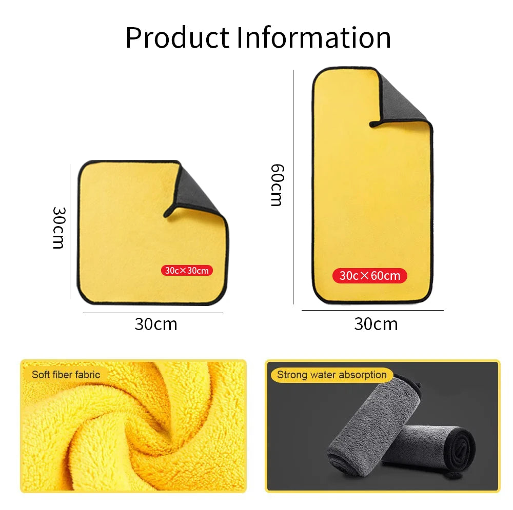 3/5/10Pcs Car Wash Microfiber Towel 30x30/60CM Car Cleaning Drying
