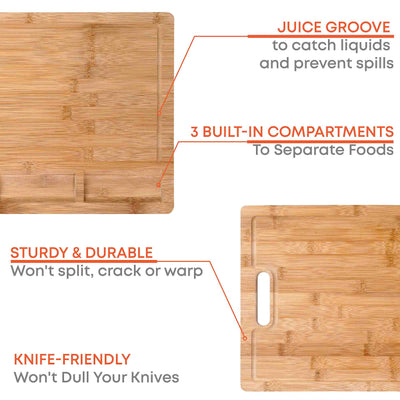 Extra Large Bamboo Cutting Board - 17x12.5 inch Wood Cutting Board for