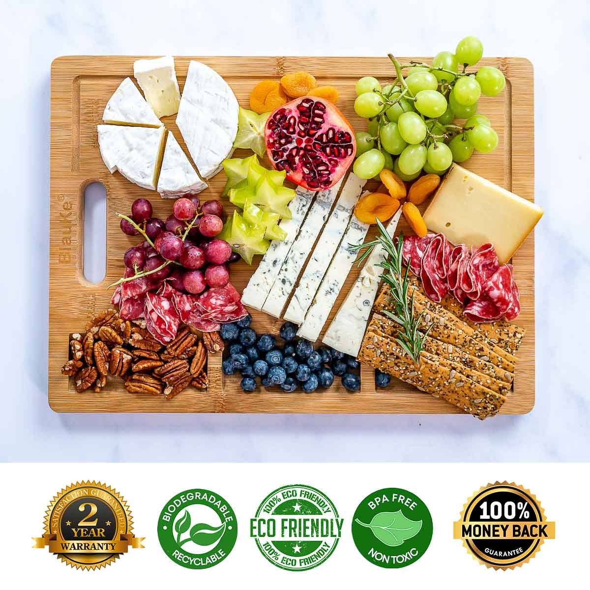 Extra Large Bamboo Cutting Board - 17x12.5 inch Wood Cutting Board for