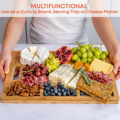 Extra Large Bamboo Cutting Board - 17x12.5 inch Wood Cutting Board for