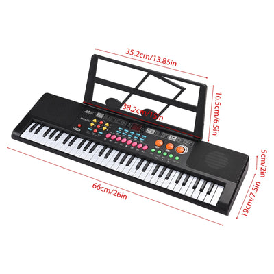 61-Key Keyboaed Piano with Dual Speaker, Microphone and Stand or Kids, Adult & Beginners, Black