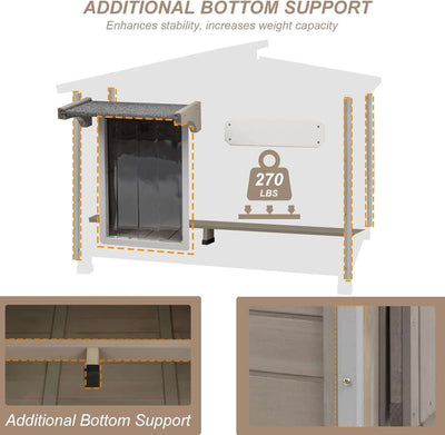 Outdoor Dog House with Raised Feet, Wooden Dog Kennel with Vent Window for Indoor, Ideal for Medium to Large Dogs