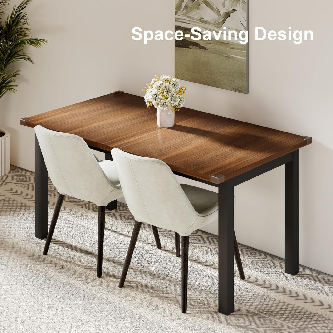 63" Extendable Dining Table, Modern Farmhouse Dining Room Table for