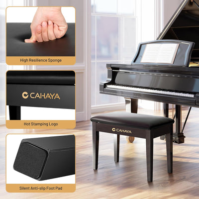 Piano Bench with Storage Compartment - Piano Stool Chair Seat with 1.2In Thick P