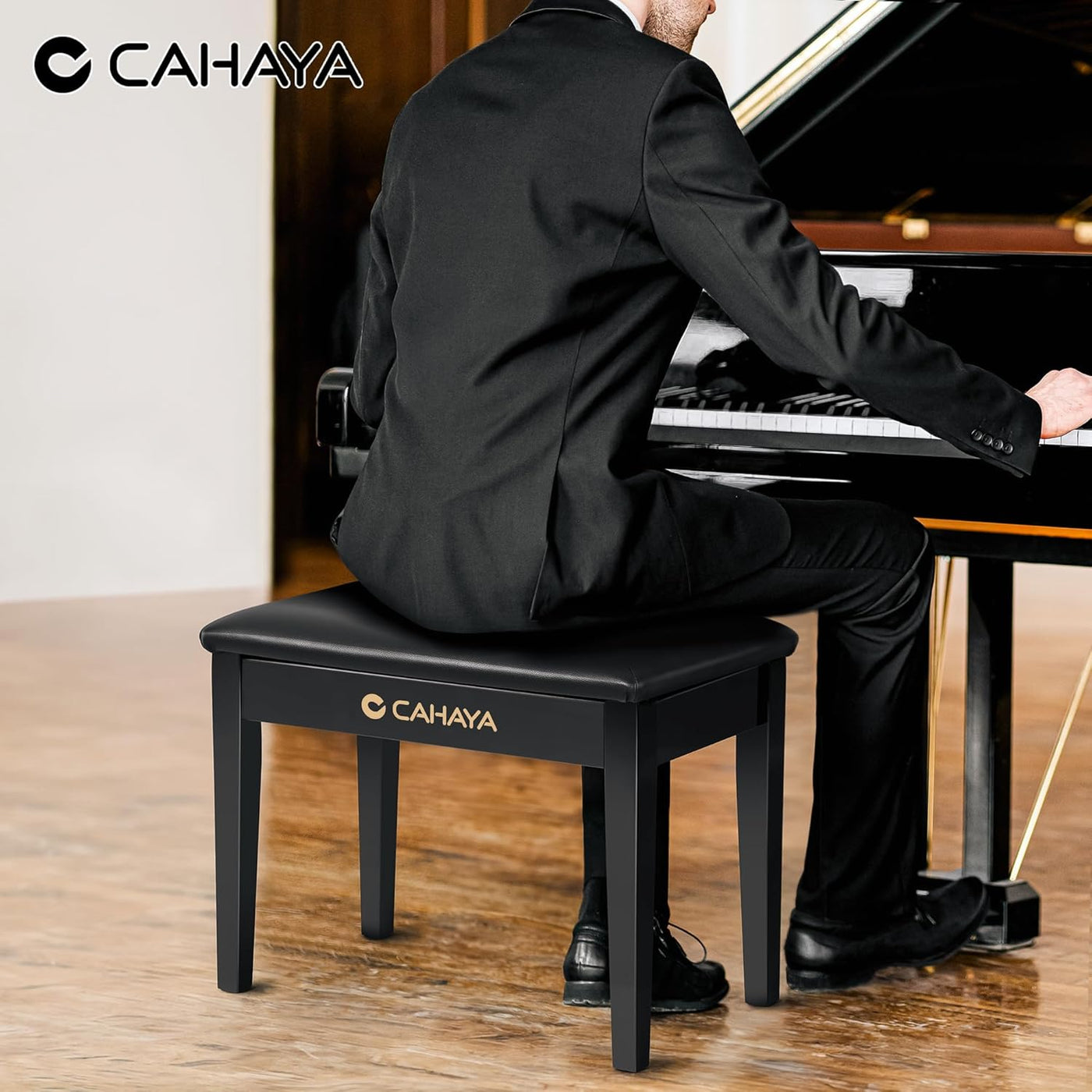 Piano Bench with Storage Compartment - Piano Stool Chair Seat with 1.2In Thick P
