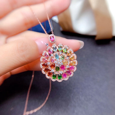 LuxeJewels™ – CandyBloom Tourmaline Pendant Necklace
