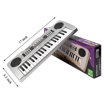 Kids Piano, Kids Keyboard 37 Keys Portable Electronic Musical Instrument Multi-Function Music Piano for Kids Early Learning Educational Toy Birthday Xmas Day Gifts (Silver)