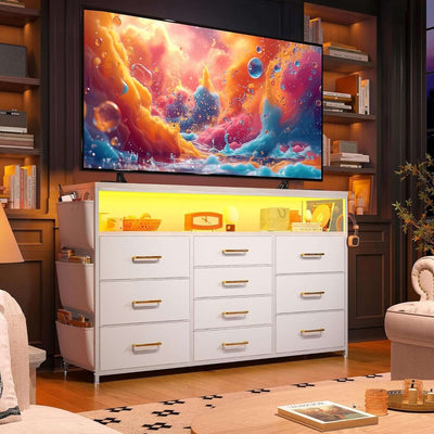 Sturdy Dresser TV Stand For 55 Inch TV With 10 Drawers
