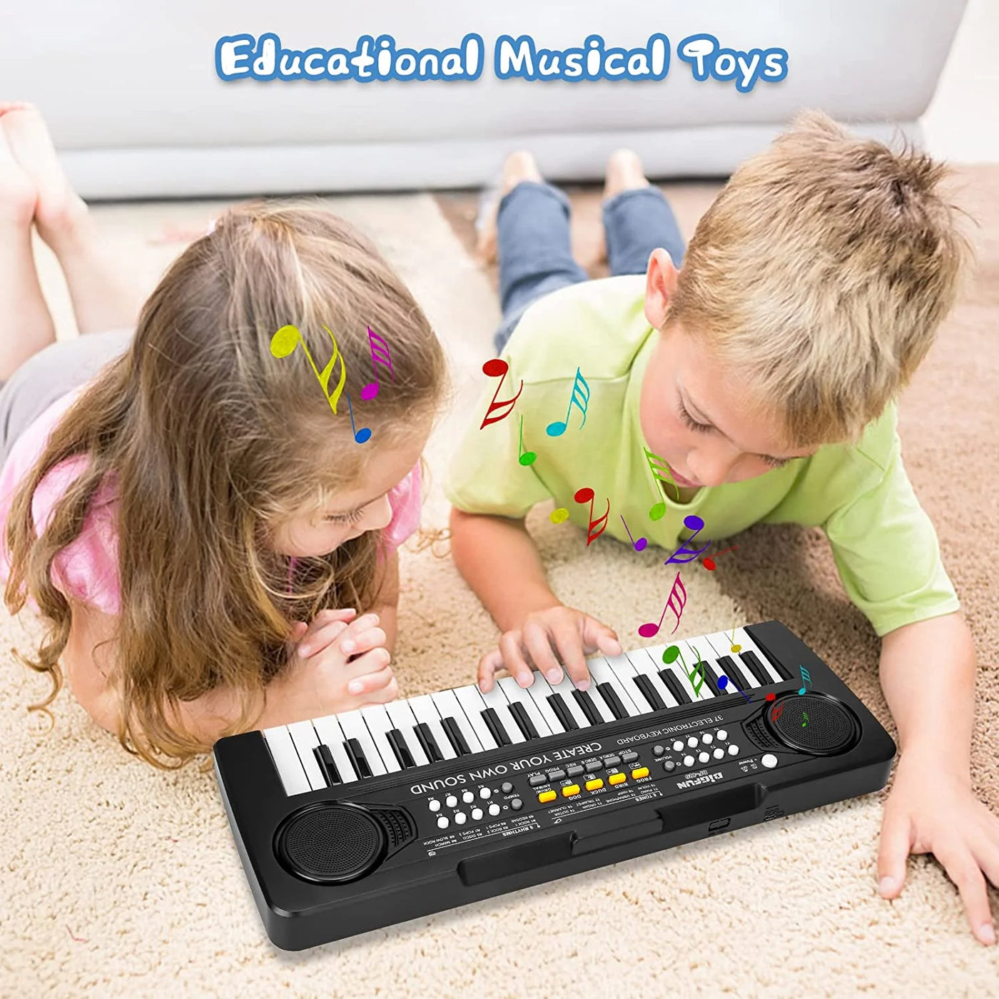 Kids Piano Keyboard, 37 Keys Electronic Music Piano for Kids Portable Multi-Function Musical Instruments Birthday Educational Toys for 3 4 5 6 7 Year Old Boys Girls Children Beginner(Black)