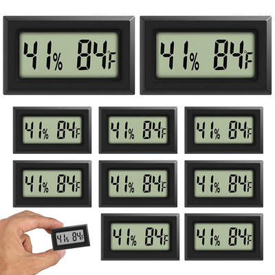 Mini Thermometer Hygrometer, Large Number Fahrenheit LCD Display Digital Temperature Humidity Meters Gauge Indoor for Greenhouse, Garden, Cellar, Fridge (10-Pack)