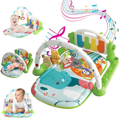 Baby Play Mat, 3 in 1 Baby Activity Play Mat Infant Play Gym Kids Musical Play Crawling Mat, Green