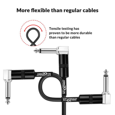 12 Inch Guitar Patch Cable 30 CM Performance Guitar Effect Pedal Cables Straight to Angled 2Pack