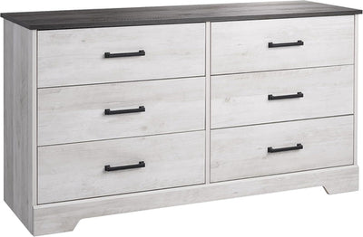 Rustic Ridge Farmhouse 6-Drawer Double Dresser, Washed White Dresser