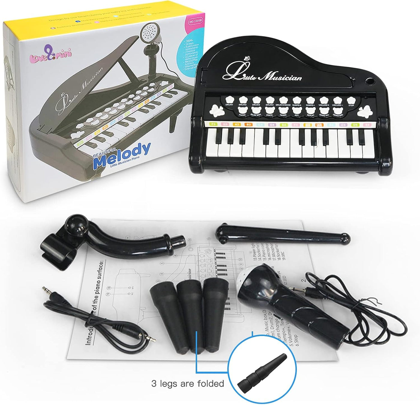Toy Piano for Toddler - Birthday Gift for 1 2 3 4 Year Old Girls and Boys, 24 Keys Multi-Functional Baby Piano Toy with Microphone