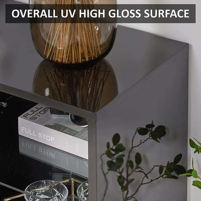 Electric Fireplace TV Console High Gloss Finish Elegant