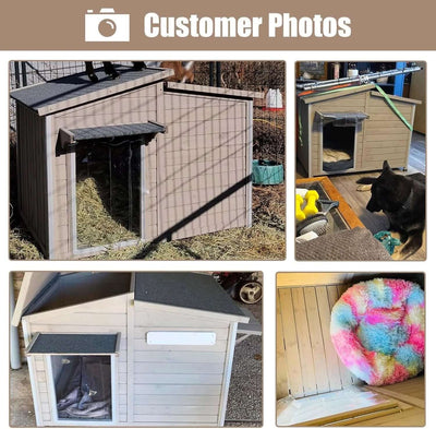 Outdoor Dog House with Raised Feet, Wooden Dog Kennel with Vent Window for Indoor, Ideal for Medium to Large Dogs