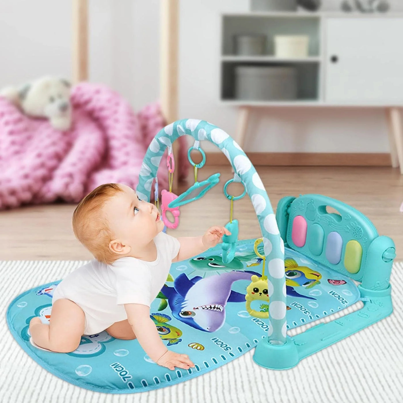 3-In-1 Baby Play Mat & Activity Gym for Infant, Blue