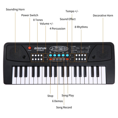 Kid Keyboard Piano, 37 Key Portable Electronic Piano Keyboard with Microphone Musical Instrument Educational Toys for Kids Boys Girls
