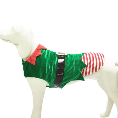 Festive Green Elf Pet Dog Christmas Costume