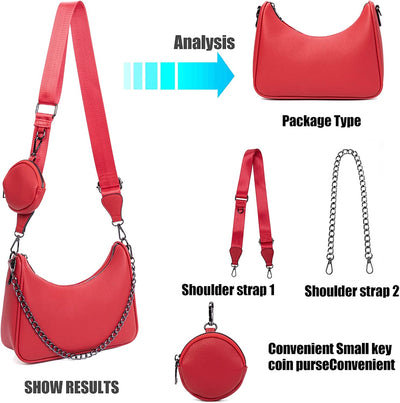 Small Crossbody Hobo Handbags for Women, Multipurpose Soft Shoulder Bag Lightweight Retro Tote Bag with Coin Purse 2Pcs/Set