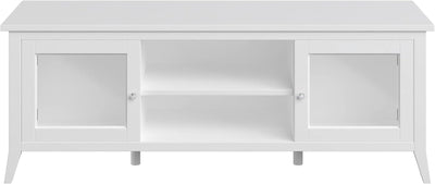 55 Inch TV Stand White With Storage Shelves And Cubbies
