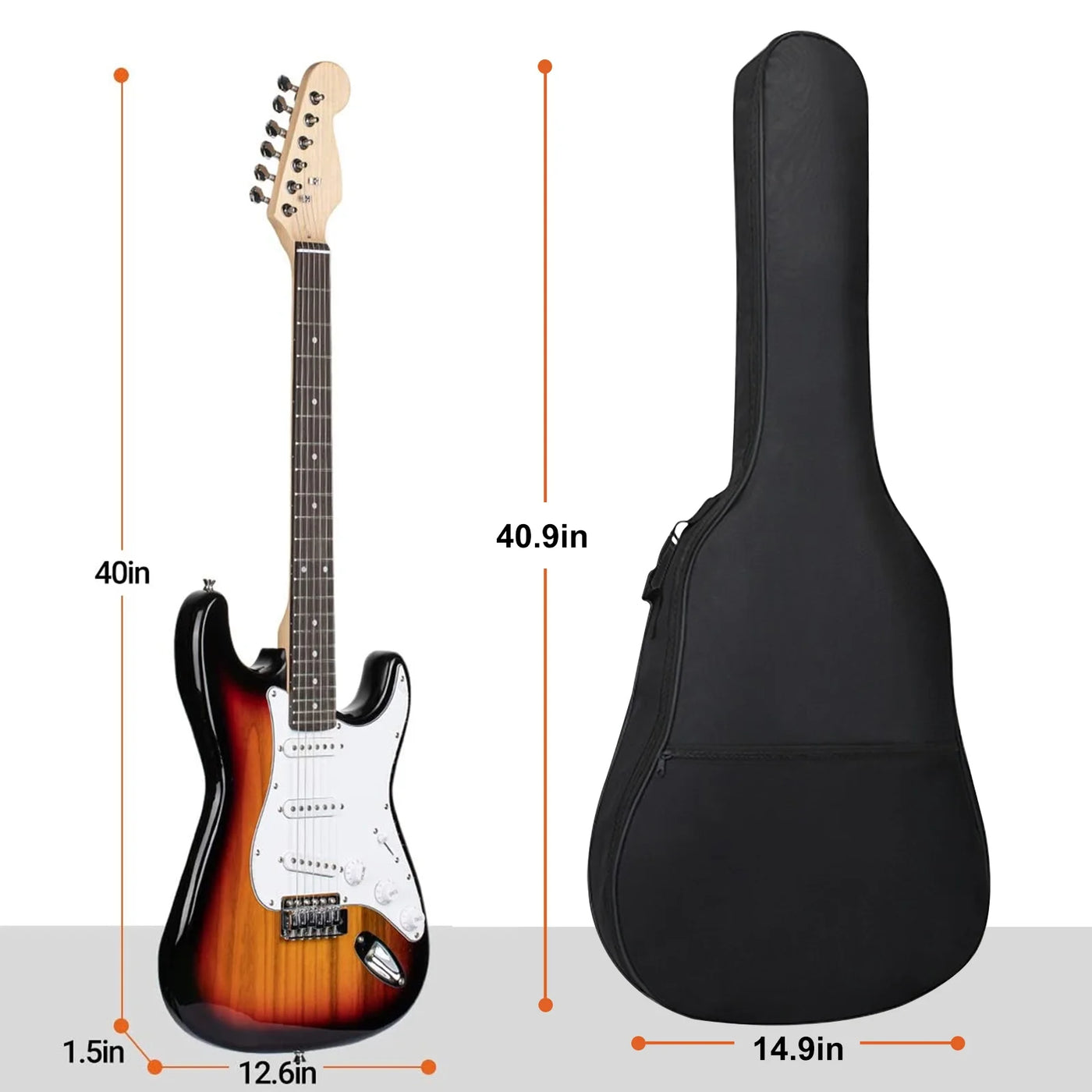 Guitar Bag,  40-41" Acoustic Guitar Bag, Waterproof Guitar Case with Dual Adjustable Shoulder Strap, Guitar Dust Cover, Soft Guitar Backpack Case, Black