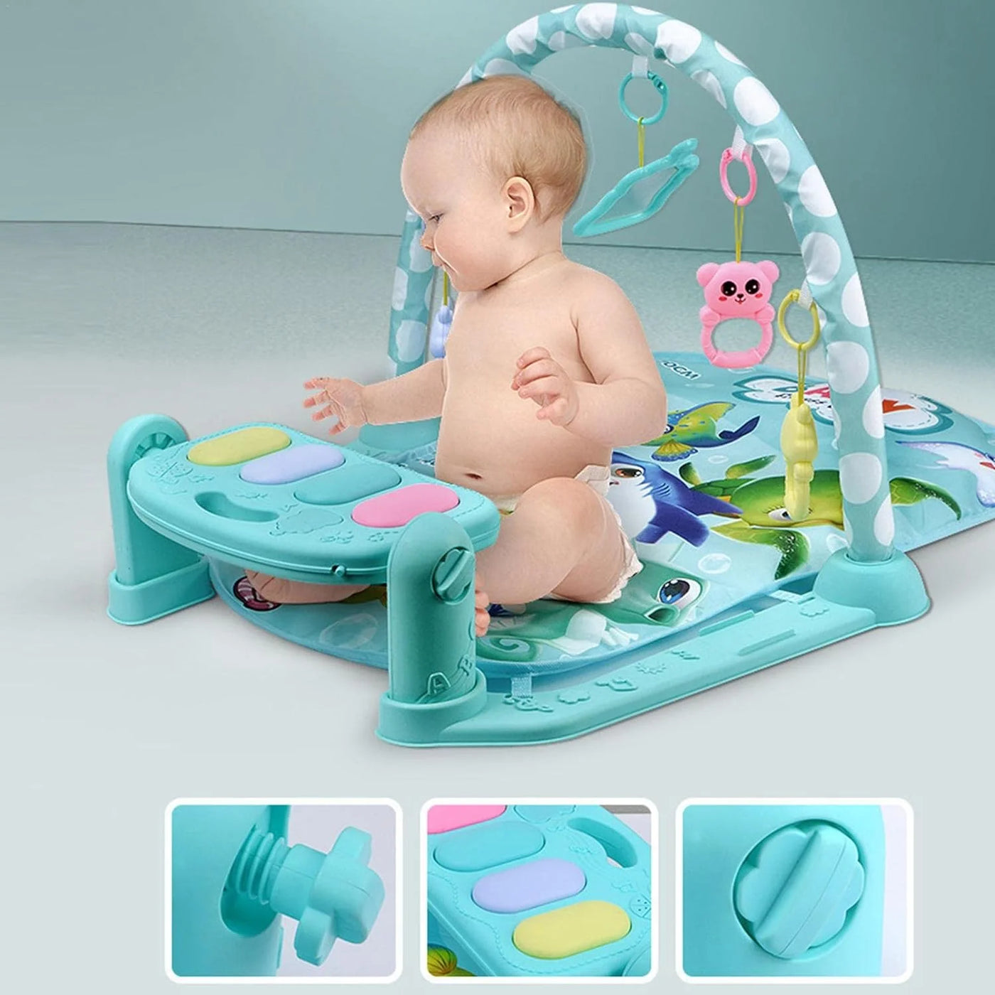 3-In-1 Baby Play Mat & Activity Gym for Infant, Blue