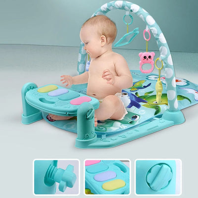 3-In-1 Baby Play Mat & Activity Gym for Infant, Blue