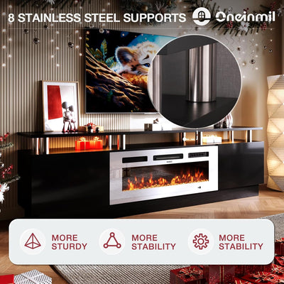 80 Inch Fireplace TV Stand With 36 Inch Electric Fireplace