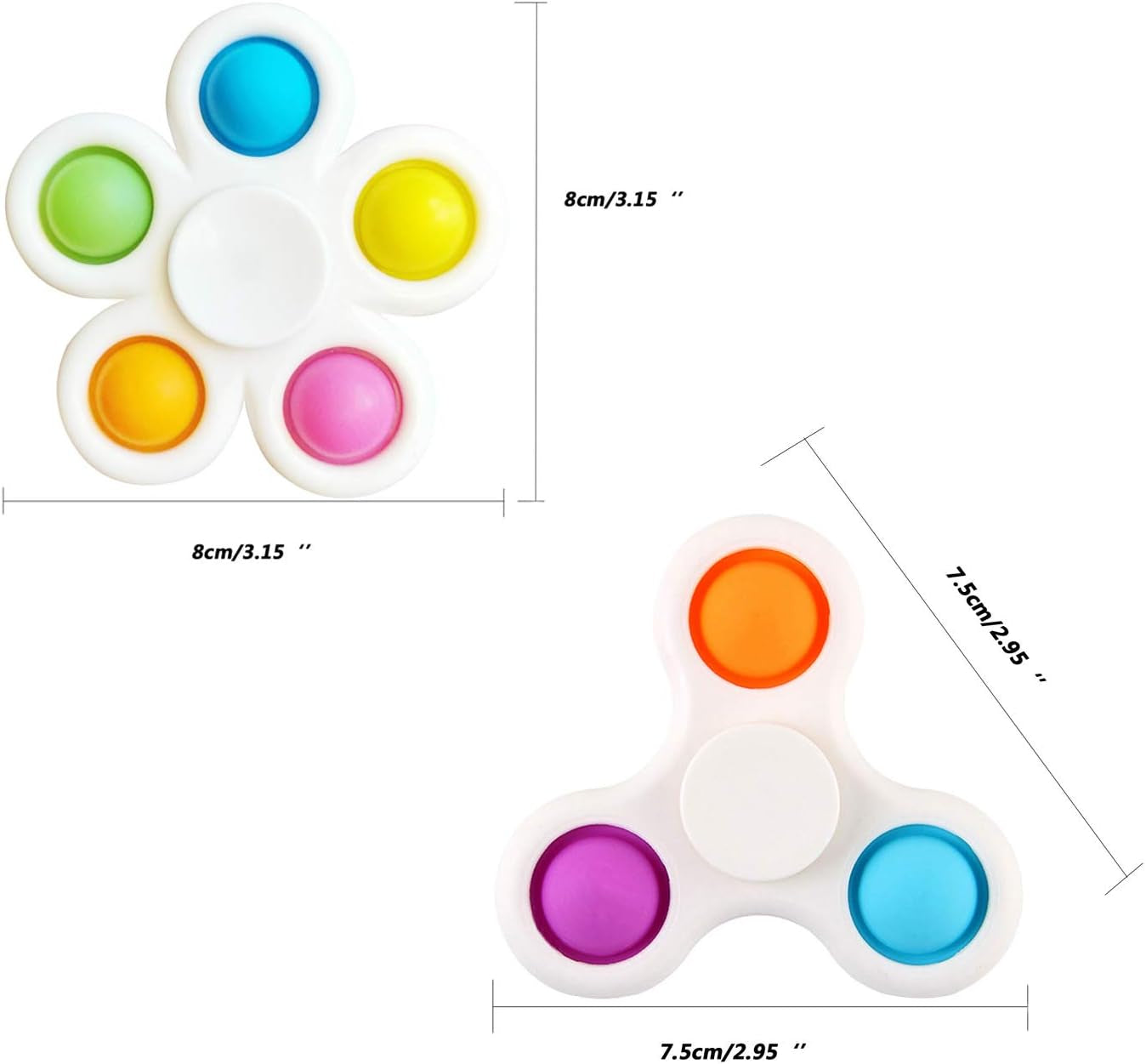 Simple Dimple Fidget Spinner Toys,Rotatable Push Pop Bubble Fidget Sensory Toys,Silicone Sensory Toys to Stress Relief and Anti-Anxiety for Children and Adults (Black)