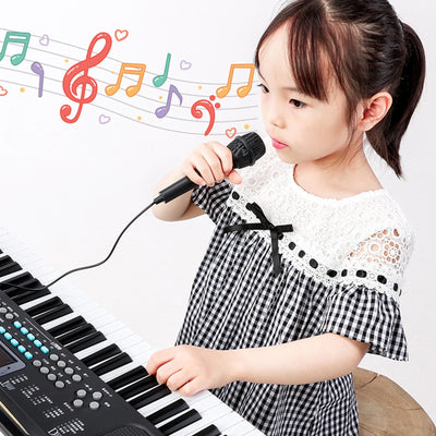Kids Keyboard Piano, Portable 61 Keys Piano Keyboard for Beginners, Electronic Music Keyboard Kid Piano with Built-In Dual Speaker, Microphone and Adapter, Gift for Boys Girls Ages 3-12