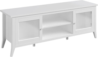 55 Inch TV Stand White With Storage Shelves And Cubbies