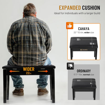 Piano Bench with Storage Compartment - Piano Stool Chair Seat with 1.2In Thick P