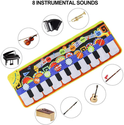 Piano Play Music Mat for Kids - Touch, Step on Keyboard and 8 Selectable Musical Instruments