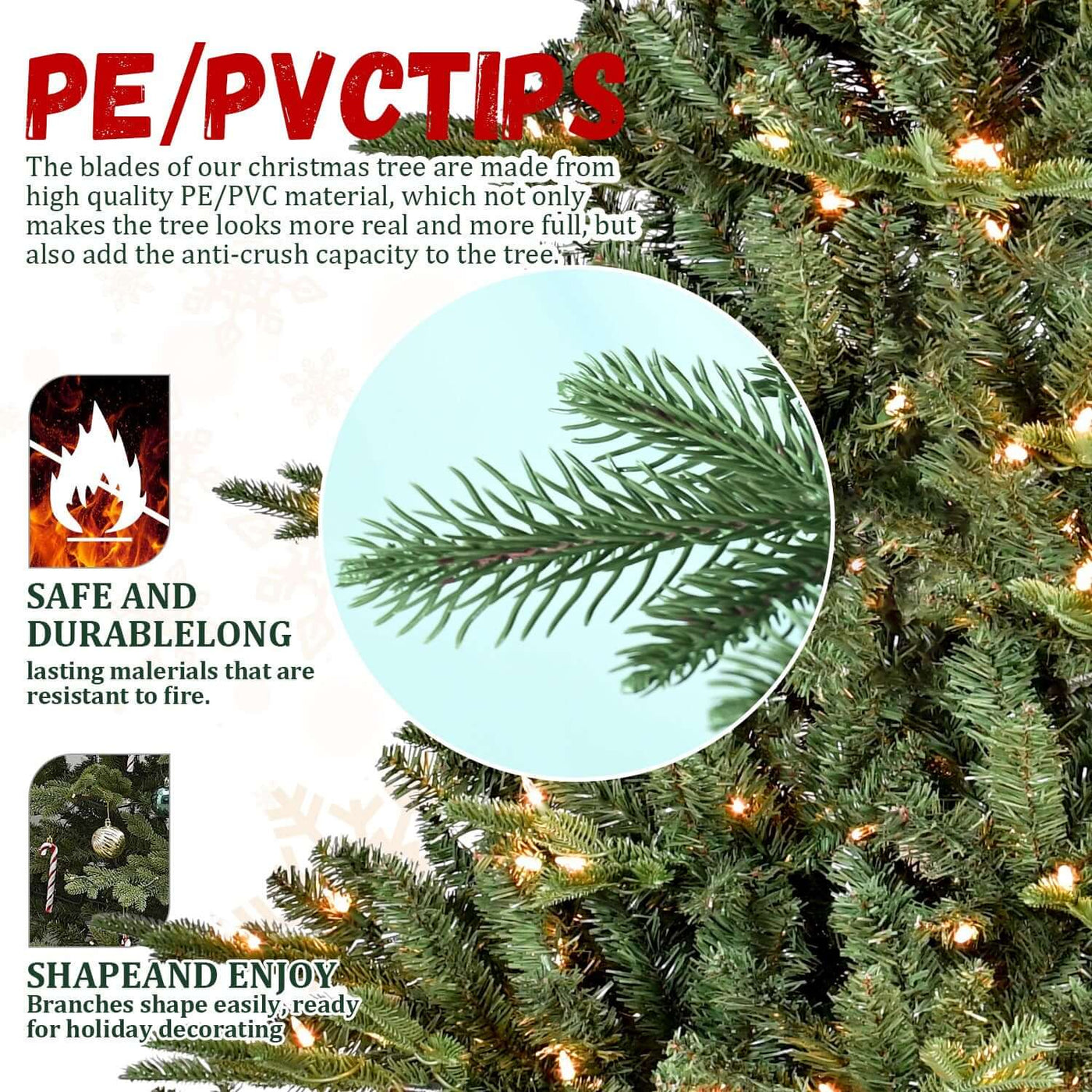 9FT Full-Shape Christmas Tree with 1100 UL Lights – PE/PVC Mixed