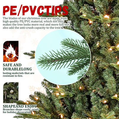 9FT Full-Shape Christmas Tree with 1100 UL Lights – PE/PVC Mixed