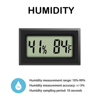 Mini Thermometer Hygrometer, Large Number Fahrenheit LCD Display Digital Temperature Humidity Meters Gauge Indoor for Greenhouse, Garden, Cellar, Fridge (10-Pack)