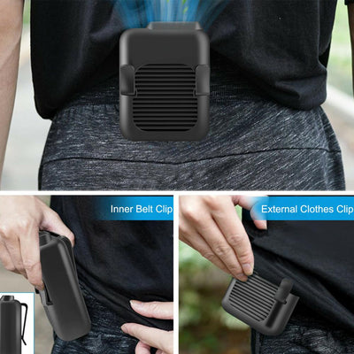 Portable Compact Cooling Fan Hanging Handsfree with Waist Clip