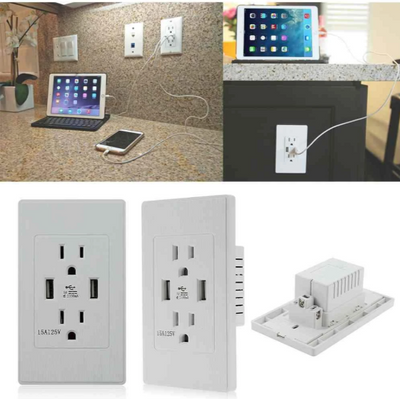 Smart House Dual USB Wall Socket US Plug -White