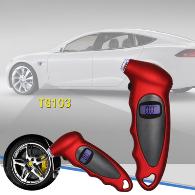 Portable LCD Screen Display Digital Tire Pressure gauge with red handheld design and clear LCD reading.