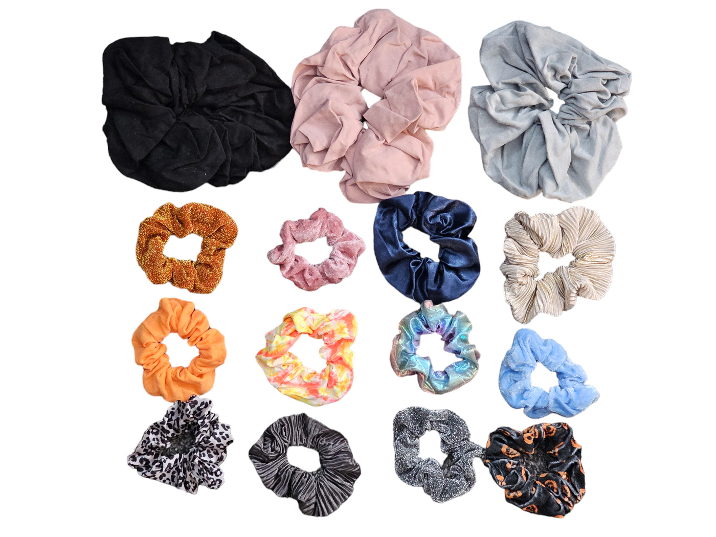 Chic Assorted Designer Hair Scrunchies 15-Pack - Trendy Patterns