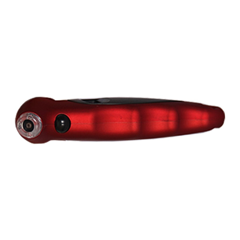 Portable LCD Screen Display Digital Tire Pressure side view of a red tire pressure gauge.