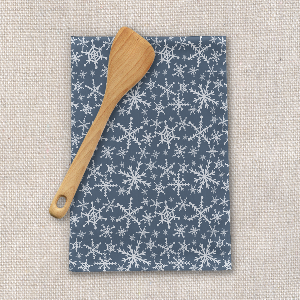 Blue Snowflakes Tea Towel