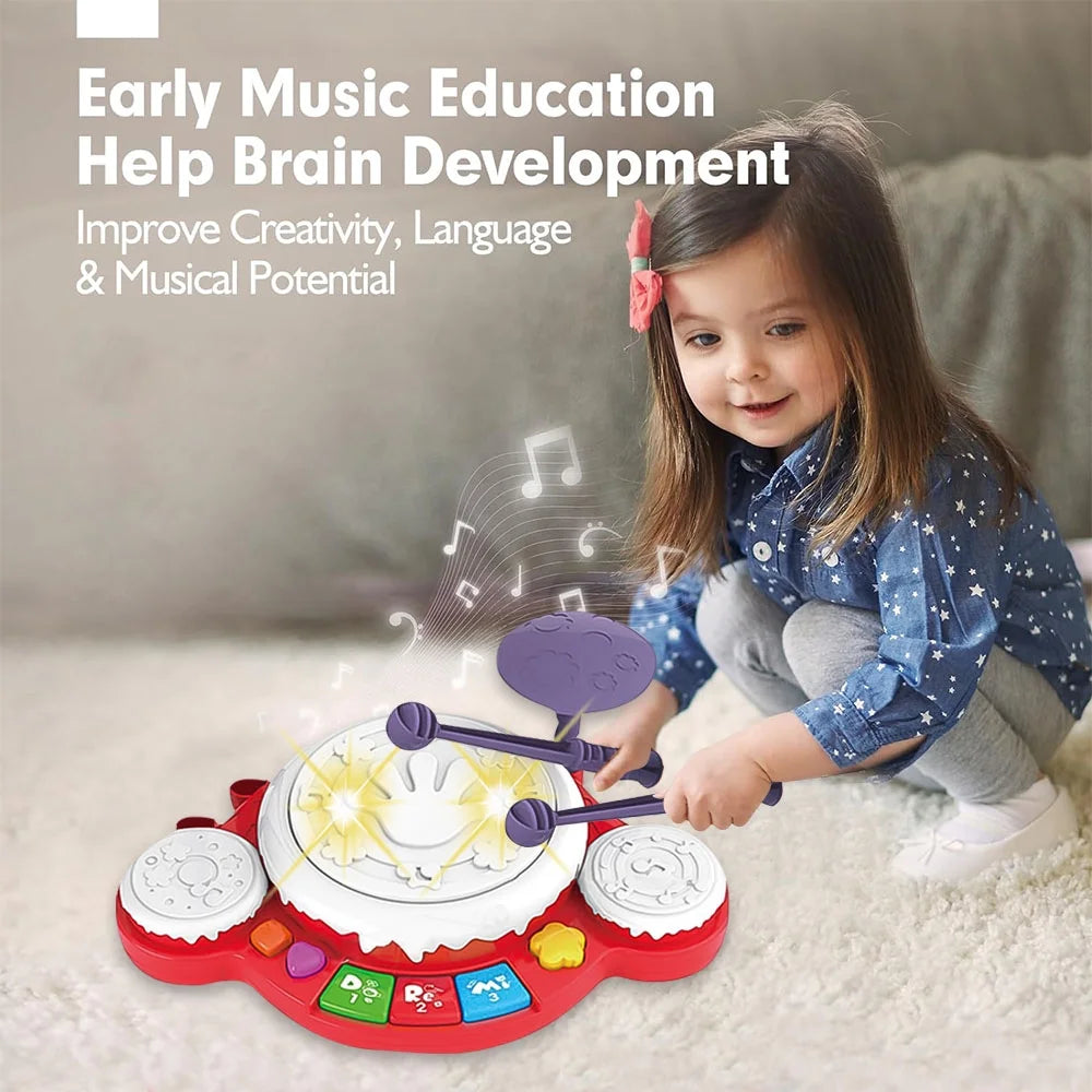 Kids Drum Toy for Toddlers 1-3 Musical Baby Girl Toys for 1 Year Old Girl, Toddler Girl Toys Age 1-2 Birthday Gifts