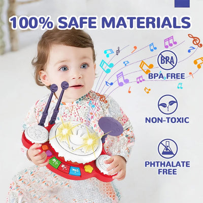 Kids Drum Toy for Toddlers 1-3 Musical Baby Girl Toys for 1 Year Old Girl, Toddler Girl Toys Age 1-2 Birthday Gifts