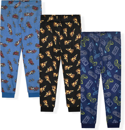 Boys Pajama Pants 3-Pack Soft Lightweight Sleepwear Bottoms with Elastic Waist Kids Lounge Pants for Boys