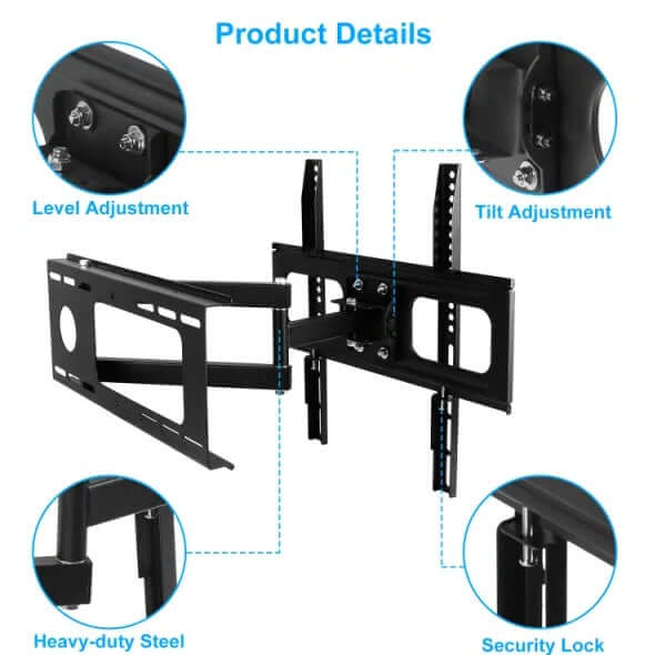 TV Wall Mount Swivel Tilt Full-Motion Articulating Wall Rack For