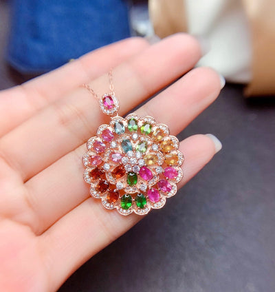 LuxeJewels™ – CandyBloom Tourmaline Pendant Necklace