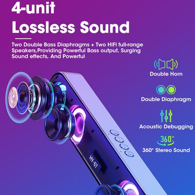PC Soundbar Wireless 6D Surround Speaker Bluetooth 5.0 Home Wired